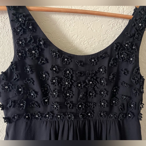 🖤Betsey Johnson🩷 Size 4 Elegant Black Evening Gown with 3D floral rhinestones - Picture 3 of 8